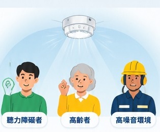 光警報裝置及使用情境示意